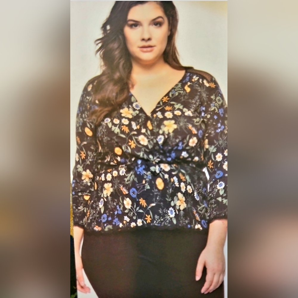Dex Faux Wrap Belted Blouse